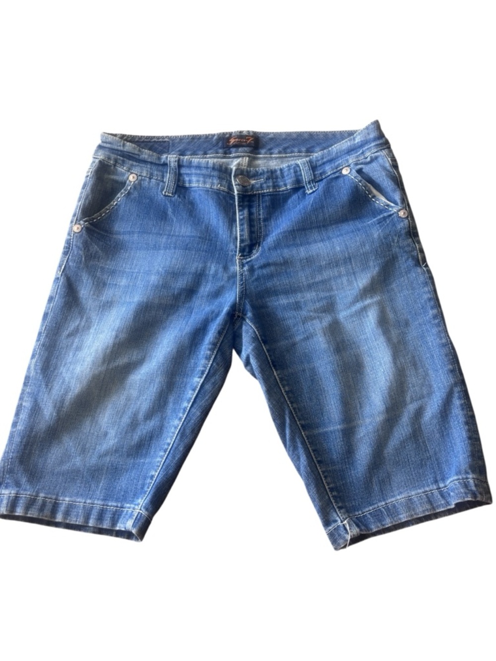 Seven7 Denim Bermuda Shorts Size 14 Medium Wash Stretch Jean Shorts